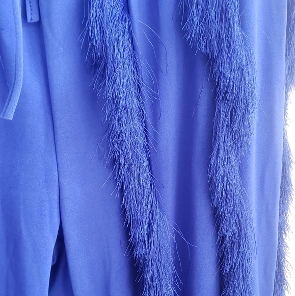 matching Cobalt blue fringed straight leg Pants and matching crop top size large - Picture 5 of 6